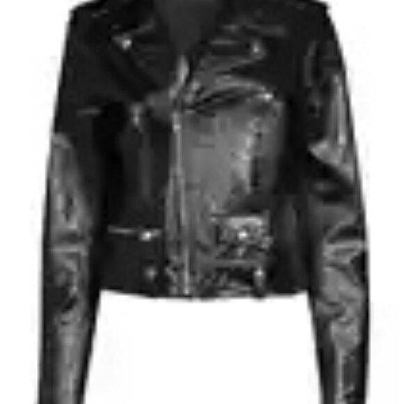 ELIE TAHARI Jacalyn Patent Leather Moto Jacket In Black - Picture 4 of 6